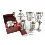 A quantity of plated ware and pewter to include a boxed Royal Selangör pewter tankard,