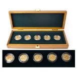A Royal Mint cased set of 'The Sovereigns of King George V', with five sovereigns dated 1911, 1918,