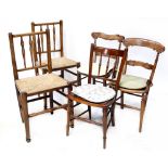 A pair of spindle-back rush-seated dining hairs,