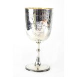 A large Victorian hallmarked silver chalice trophy inscribed 'Hesketh Golf Club, Handicap,