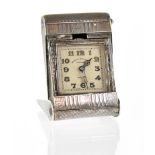 A 1930s Boodle & Dunthorne silver-cased pocket clock,