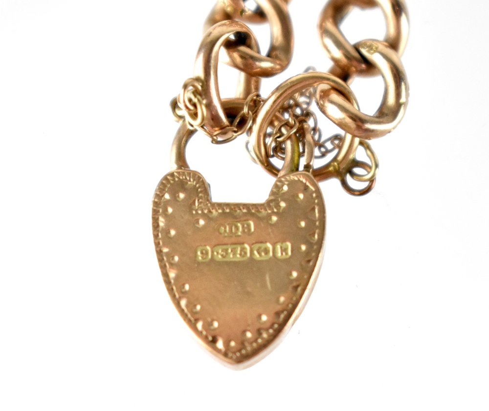 A 9ct gold bracelet, the half textured belcher chain with a trumpet charm, - Image 2 of 2