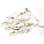 Twenty various English silver teaspoons, mostly Georgian period, combined approx 14.2ozt (20).