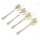 Four antique white metal Trefid-style teaspoons, each initialled 'N' to the top,