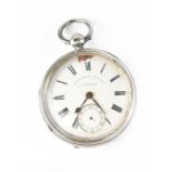 R Salsbury & Sons, Guildford; a Victorian hallmarked silver fusee pocket watch, London 1883, 50mm.
