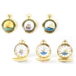 Three gold plated nautical-themed full hunter pocket watches, the Cutty Sark,
