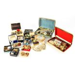 A quantity of costume jewellery to include brooches, clip-on earrings, screw-back earrings, etc.
