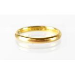 A 22ct gold wedding band ring, 'Fidelity' to the inside, size L, approx 2.9g.