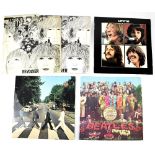 Five Beatles LPs to include 'Sgt Pepper' early 1970s French pressing with cut-outs,