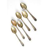 Six hallmarked silver golf teaspoons, Walker & Hall, Sheffield 1933, combined approx 2.6ozt.