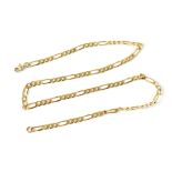 A 9ct gold figaro link necklace, hallmarked, length 40cm, approx 8.5g.