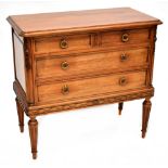 A French-style walnut chest of two short over three long drawers, with floral carving,