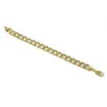 A gentlemen's 9ct gold flat curb bracelet, stamped 375, length 21cm, approx 43.7g.