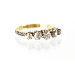 An 18ct gold five-stone diamond ring,
