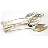 Six hallmarked silver tablespoons to include two Peter, Ann & William Bateman, London 1804,