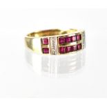 A modern 9ct gold ruby and diamond ring,