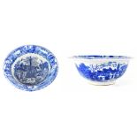 A blue ironstone bowl depicting scenes of Rome, diameter 31cm.