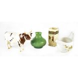 Four items of collectable pottery to include a Pilkington's Royal Lancastrian mottled apple green