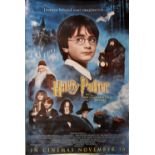 A six sheet double-sided film advertising poster for 'Harry Potter and the Philosopher's Stone'.