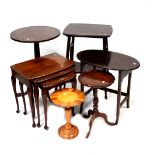 Six various occasional tables to include an Edwardian mahogany hall table to bobbin supports,