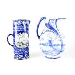 A Grimwade Art Nouveau jug of large proportions, 'Delph' pattern with images of Dutch landscape,