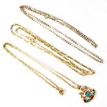 Three 9ct gold chain necklaces,