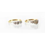 An 18ct gold illusion-set three-stone diamond ring,