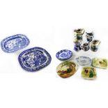 A quantity of ceramics to include late 19th/early 20th century blue and white meat plates,