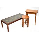 A retro tile-topped coffee table,