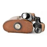 A pair of Bausch & Lomb WWI US Army Signal Corps binoculars in their original brown leather case,