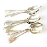 Six hallmarked silver grapefruit spoons, London 1936,