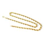 A ladies' 9ct gold rope twist necklace, length 44cm, approx 7g.