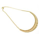 A ladies' 10ct (417) gold necklace with graduated vertical link drops, length 44cm,