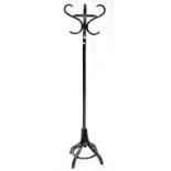 A black bentwood-style coat hat stand, length 177cm.