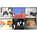 Nine LPs by Rush, also Concrete Blonde, etc and a 45 by Virgilmania, sleeve signed.