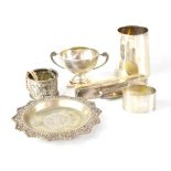 Various items of hallmarked silver to include a children's cup, Birmingham 1909,
