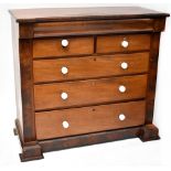 A 19th century mahogany Scotch chest with pillow drawer over two frieze drawers,