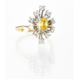 An 18ct diamond and citrine cluster ring,