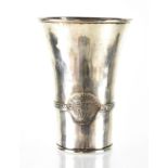 A modern hallmarked silver beaker of plain tapering cylindrical form by Peter Cropper,
