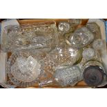 A quantity of vintage glassware to include a vintage soda siphon with faux basketweave metal cover,
