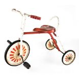 A vintage child's white and red trike, length approx 63cm (af).