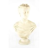 A late 19th/early 20th century Copeland Parian ware bust of a young woman in the Classical style,