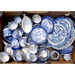 A collection of late 19th/early 20th century mainly blue and white ware to include Spode plates in