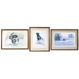 H Bocking; three signed limited edition prints of gun dogs, no.54/500, no.102/500 and no.
