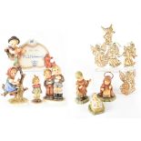 A boxed Hummel three-figure Nativity set, Joseph, Mary and the infant Jesus,