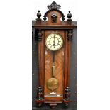 A 19th century Vienna-style mahogany wall clock, c1980,