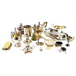 Various items of silver plate and silver to include silver-backed hairbrush,