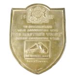 A George VI Coronation silver plaque 'To commemorate your association with 'His Masters Voice'