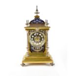 A gilt metal and cloisonné cased mantel clock,