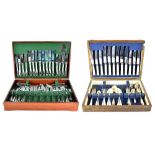 A modern canteen of cutlery containing Arthur Price silver plated eight-setting cutlery and another